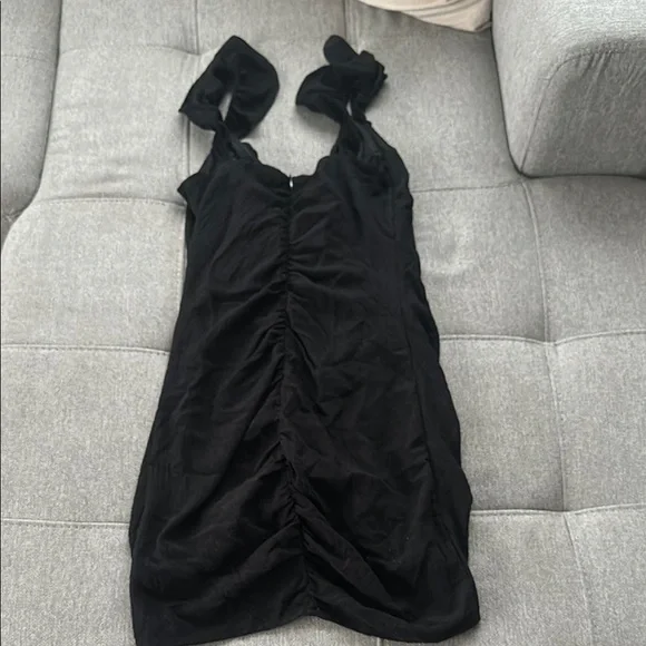 American Threads Black Ruched Bodycon Mini Dress - Picture 4 of 4